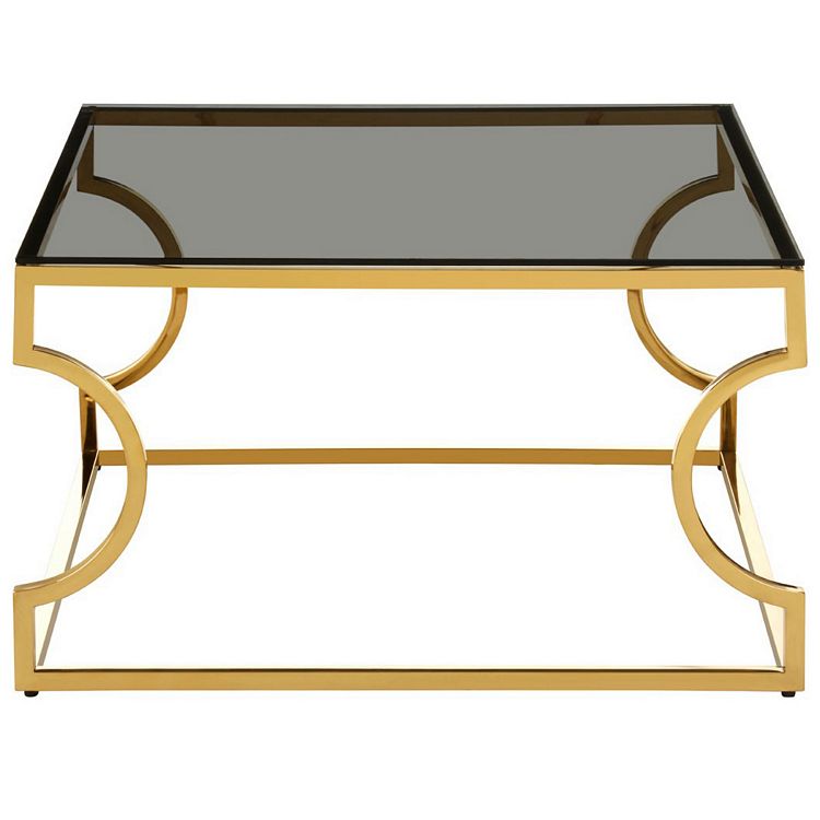 Allure Gold Metal Curved Frame and Black Glass Coffee Table